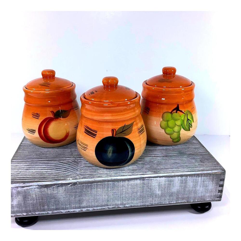 ADORABLE Vintage Fruit-Themed Alco Ceramic Canister Set